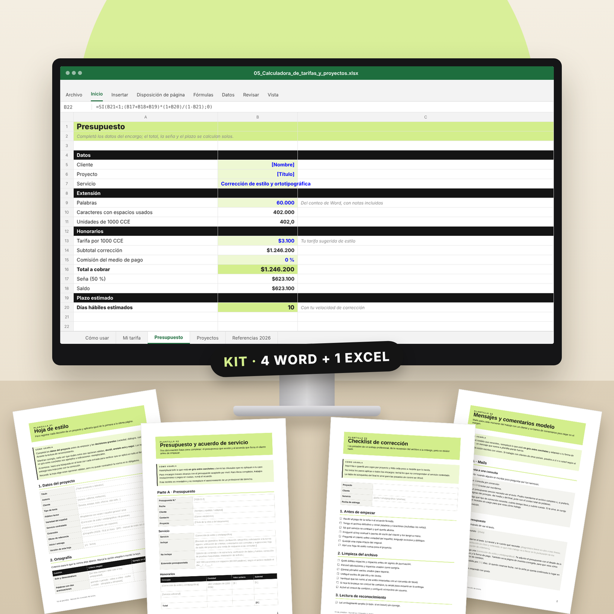 Manual de corrección de textos + kit de plantillas (PDF + Word y Excel)