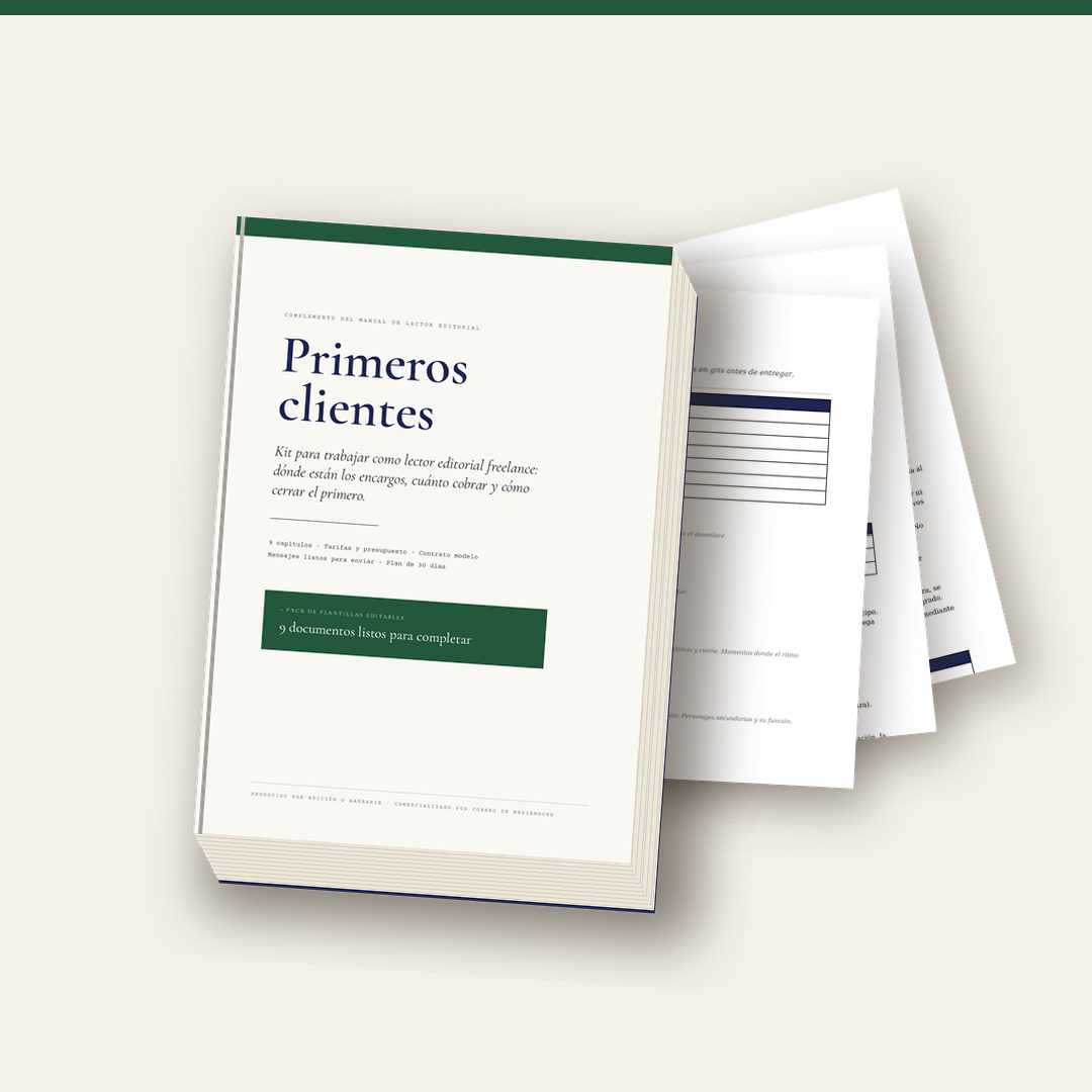 Primeros clientes: kit para trabajar como lector editorial freelance (PDF + plantillas)